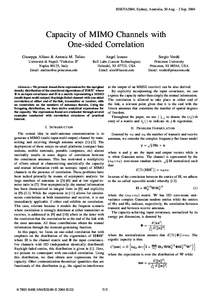 Capacity of MIMO Channels with One-Sided Correlation - Spread Spectrum Techniques and Applications, 2004 IEEE Eighth International Symposium on