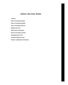 2010 Maryland State Budget - Volume I, Judicial and Legal Review (1.76MB)