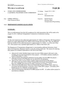 State of California DEPARTMENT OF TRANSPORTATION Business, Transportation and Housing Agency  Memorandum