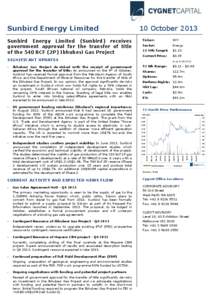 CURRENT ACTIVITY AND EXPECTED NEWS FLOW • Gas Sales Agreement MoU - Q4 2013 The primary marketing opportunity is seen to be the supply of gas to the 1,338MW Ankerlig Power Station which, public utility, Eskom plans to