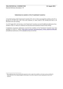 TRANSITIONAL COMMITTEE Internal reference document[removed]August[removed]Submissions by members of the Transitional Committee