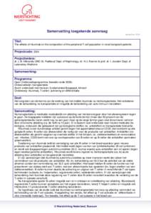 Samenvatting toegekende aanvraag september 2009 Titel: The effects of rituximab on the composition of the peripheral T cell population in renal transplant patients