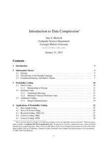 Introduction to Data Compression∗ Guy E. Blelloch Computer Science Department