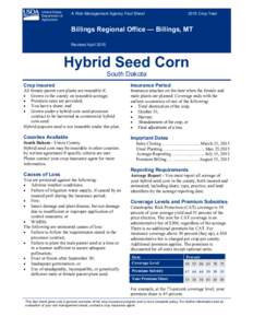 Hybrid Seed Corn Crop Insurance in South Dakota