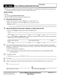 SC-104A Proof of Mailing (Substituted Service) (Small Claims)