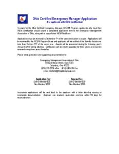 Ohio Certified Emergency Manager Application (For applicants with IAEM Certification)