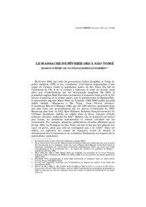 Gerhard SEIBERT, Lusotopie 1997, pp[removed]LE MASSACRE DE FÉVRIER 1953 À SÃO TOMÉ