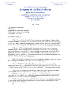Letter to Chairman Fred Upton from Ranking Member Henry A. Waxman (May 9, 2014)