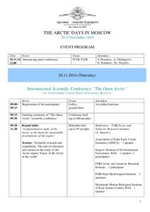 THE ARCTIC DAYS IN MOSCOW[removed]November, 2014 EVENT PROGRAM Time Event