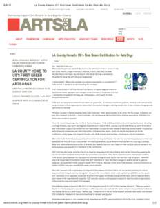 LA County Home to US’s First Green Certification for Arts Orgs: Arts for LA JOIN AN ADVOCACY TEAM  BECOME A MEMBER