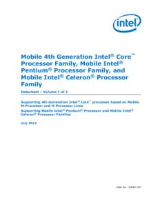 Mobile 4th Generation Intel® Core™ Processor Family, Mobile Intel® Pentium® Processor Family, and Mobile Intel® Celeron® Processor Family Datasheet – Volume 1 of 2