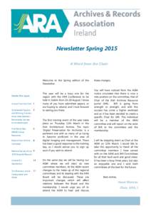 Newsletter Spring[removed]Newsletter Date Newsletter Spring 2015 A Word from the Chair