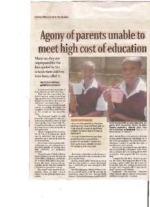 Tuesday, February 4, 2014/ The Standard  Agony ofparents unable to meet high cost ofeducation