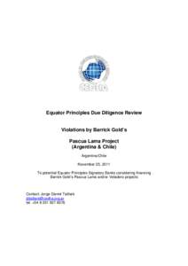 Microsoft Word - Equator Principles Due Diligence Review - Barrick Gold - Pascua Lama - English.doc