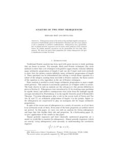 ANALYSIS OF TWO STEP NILSEQUENCES BERNARD HOST AND BRYNA KRA Abstract. Nilsequences arose in the study of the multiple ergodic averages associated to Furstenberg’s proof of Szemer´ edi’s Theorem and have since playe