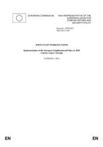 Country report: Georgia - JOINT STAFF WORKING PAPER