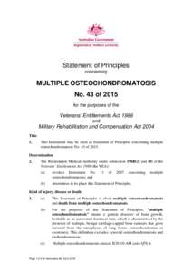 Statement of Principles concerning MULTIPLE OSTEOCHONDROMATOSIS   No. 43 of 2015