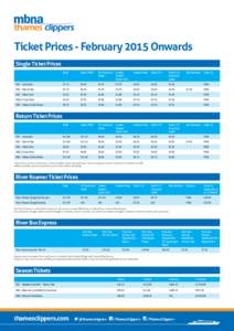 Ticket Prices - February 2015 Onwards Single Ticket Prices Adult Oyster PAYG*