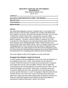 Independent Commissions and Labor Migration: The British MAC Philip Martin and Martin Ruhs July 31, 2013 ABSTRACT ..........................................................................................................