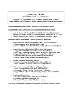 WORKING DRAFT Draft of January 14, 2015 – For Continuing Review Region 5 (Central Indiana) Works Council[removed]Plan (Boone, Hamilton, Hancock, Hendricks, Johnson, Madison, Marion, Morgan & Shelby Counties)