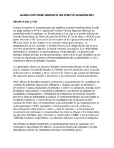 GUINEA ECUATORIAL: INFORME DE LOS DERECHOS HUMANOS[removed]EQUATORIAL GUINEA 2013 HUMAN RIGHTS REPORT - Spanish translation)