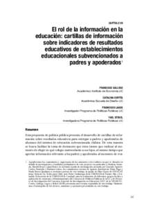 CAPÍTULO VII  El rol de la información en la educación: cartillas de información sobre indicadores de resultados educativos de establecimientos