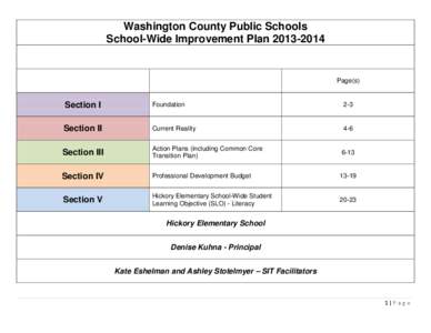 Washington County Public Schools School-Wide Improvement Plan[removed]Page(s)  Section I