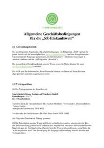 Allgemeine Geschäftsbedingungen für die „SZ-Einkaufswelt