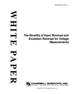 White Paper Code: 1  W H I T E PA P E R The Benefits of Input Reversal and Excitation Reversal for Voltage