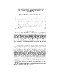 “THE ECONOMICS OF INCLUSIONARY ZONING RECLAIMED”: HOW EFFECTIVE ARE PRICE CONTROLS? BENJAMIN POWELL∗ & EDWARD STRINGHAM∗∗ I. II.