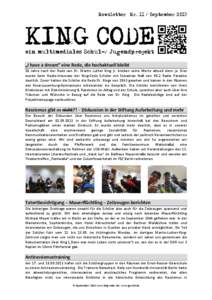 Newsletter Nr. 1I / September 2013  „I have a dream“ eine Rede, die hochaktuell bleibt