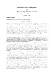 Page1  International Journal of Refugee Law[removed]The psychology of seeking protection