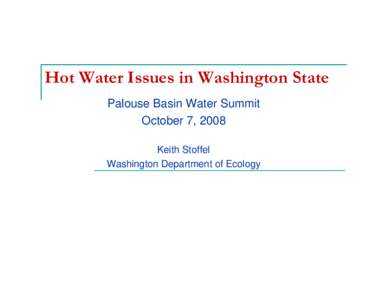 Hot Water Issues in Washington State