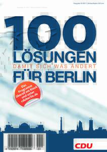 100  Ausgabe | Verkaufspreis 50 Cent LöSUNGEN FÜR BERLIN