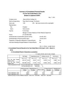 Microsoft Word - Summary of Consolidated Financial Results.doc