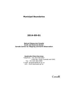 Municipal Boundaries[removed]Natural Resources Canada Earth and Sciences Sector