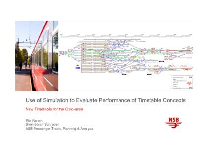 Use of Simulation to Evaluate Performance of Timetable Concepts New Timetable for the Oslo-area Elin Reitan Sven-Jöran Schrader NSB Passenger Trains, Planning & Analysis
