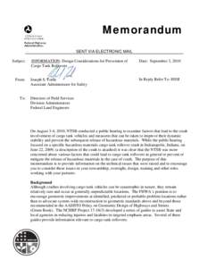 Memorandum SENT VIA ELECTRONIC MAIL Subject: From: