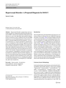 Arch Sex Behav[removed]:377–400 DOI[removed]s10508[removed]ORIGINAL PAPER  Hypersexual Disorder: A Proposed Diagnosis for DSM-V