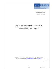 CEIOPS-DOC[removed]December 2010 Financial Stability Report 2010 Second half-yearly report