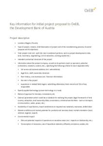 Key information for initial project proposal to OeEB, the Development Bank of Austria Project description   Location/Region/Country