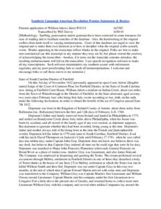 Southern Campaign American Revolution Pension Statements & Rosters Pension application of William Aiken (Akin) W8314 fn53SC Transcribed by Will Graves[removed]Methodology: Spelling, punctuation and/or grammar have been 