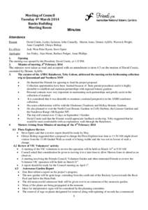 Meeting of Council Tuesday 4th March 2014 Banks 63 Building Meeting Room