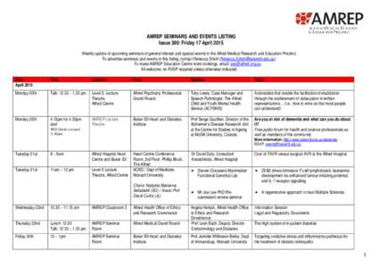 AMREP Seminars and Events Listing