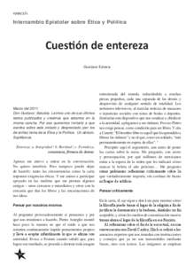 Intercambio Epistolar sobre Ética y Política  Cuestión de entereza Gustavo Esteva  Marzo del 2011: