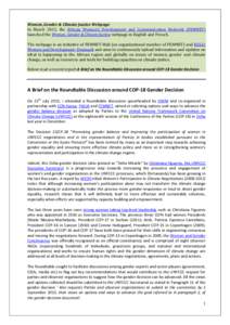 Gender studies / Climate change policy / International relations / Government / Gender mainstreaming / Christiana Figueres / Kyoto Protocol / Gender role / United Nations Climate Change Conference / Environment / Carbon finance / United Nations Framework Convention on Climate Change