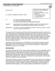 STATE OF CALIFORNIA - HEALTH AND HUMAN SERVICES AGENCY  ARNOLD SCHWARZENEGGER, Governor DEPARTMENT OF SOCIAL SERVICES 744 P Street, Sacramento, California 95814
