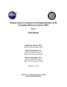 Outline – NRS Waypoint Study (Part 1) Final Report