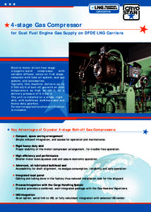 4-stage Gas Compressor for Dual Fuel Engine Gas Supply on DFDE LNG Carriers Electric motor driven four-stage cryogenic/warm compressor,