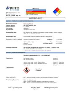 Ball Clay Kentucky Stone Material Safety Data Sheet